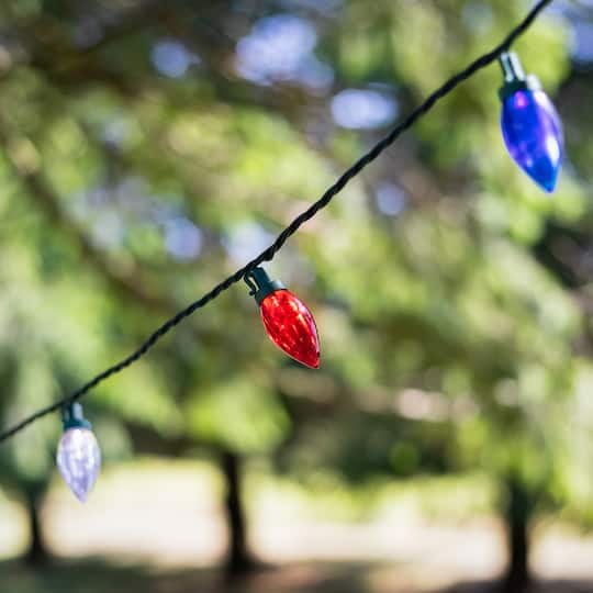16ft. Red, White and Blue LED C9 Christmas Light Set on Wire, 25ct.